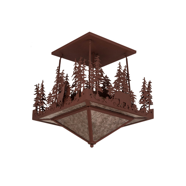 Wildlife at Pine Lake 24" LED Flush Mount in Rust and Silver Mica