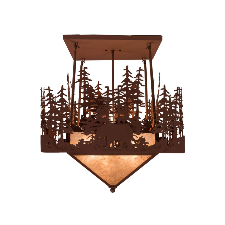 Wildlife at Pine Lake 24" LED Flush Mount in Rust and Silver Mica