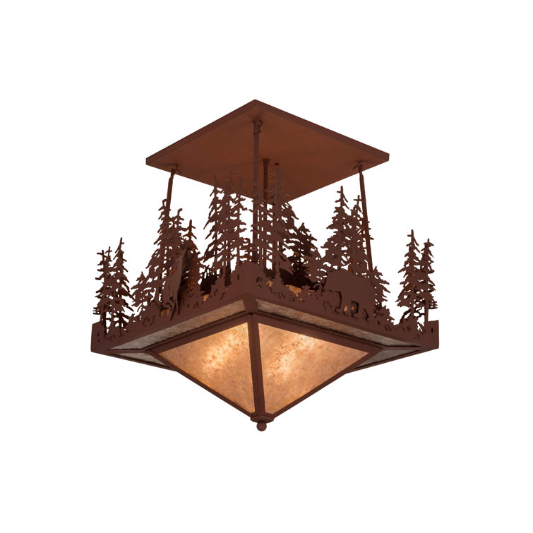 Wildlife at Pine Lake 24" LED Flush Mount in Rust and Silver Mica