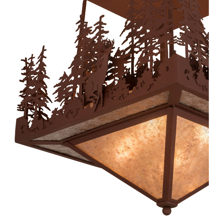 Wildlife at Pine Lake 24" LED Flush Mount in Rust and Silver Mica