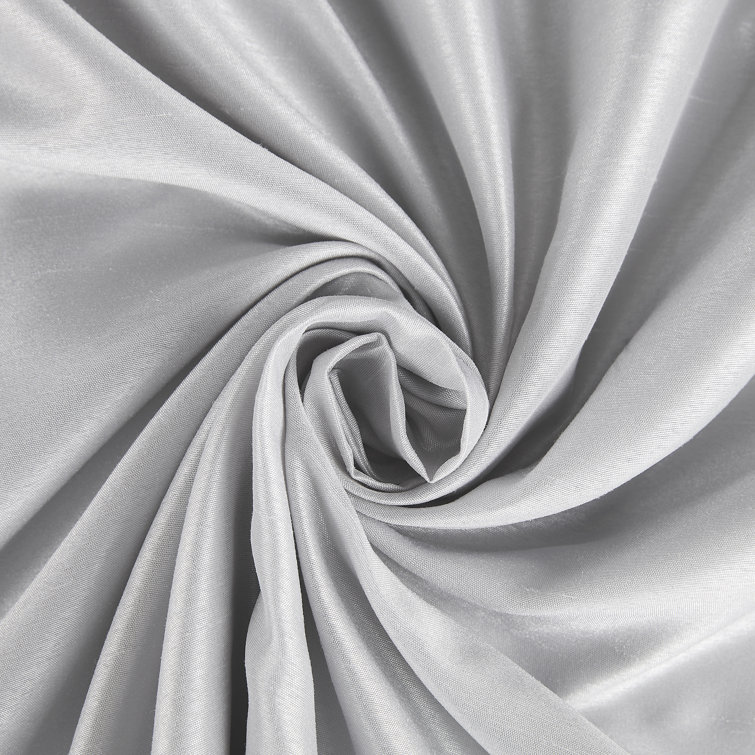 Chrome Gray Faux Silk Blackout Back Tab Curtain Panel