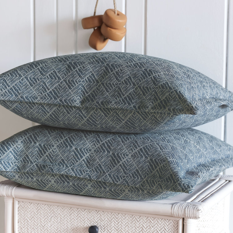 Saya Blue Geometric Woven Euro Sham with Zipper Closure