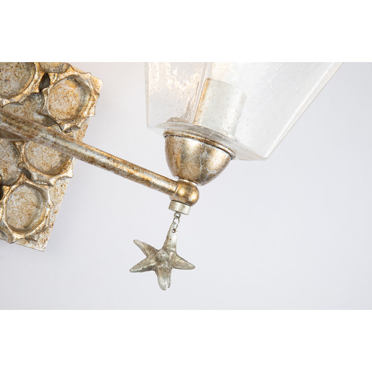 Lucas McKearn Star 2-Light Silver Leaf Vanity Light with Clear Bubble Glass