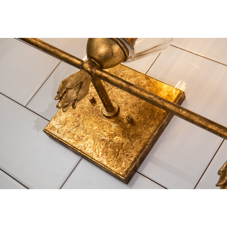 Antique Gold 3-Light Vanity with Clear Glass Shades