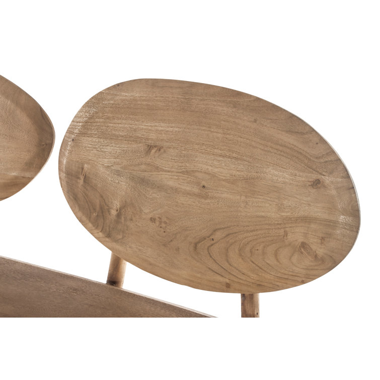 Pebble-Inspired Solid Acacia Wood 73'' Dining Bench in Moleskin Brown