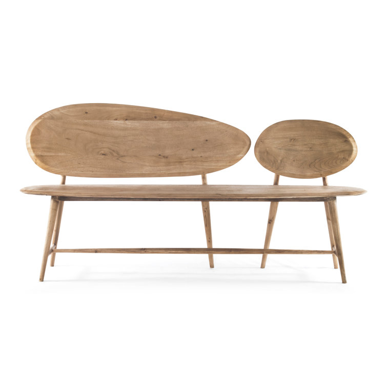 Pebble-Inspired Solid Acacia Wood 73'' Dining Bench in Moleskin Brown