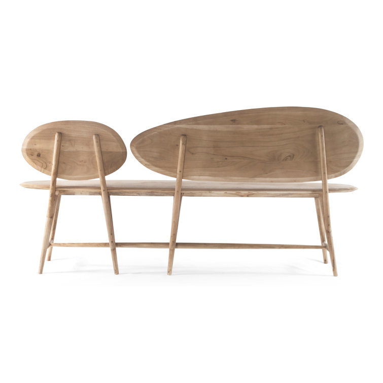 Pebble-Inspired Solid Acacia Wood 73'' Dining Bench in Moleskin Brown