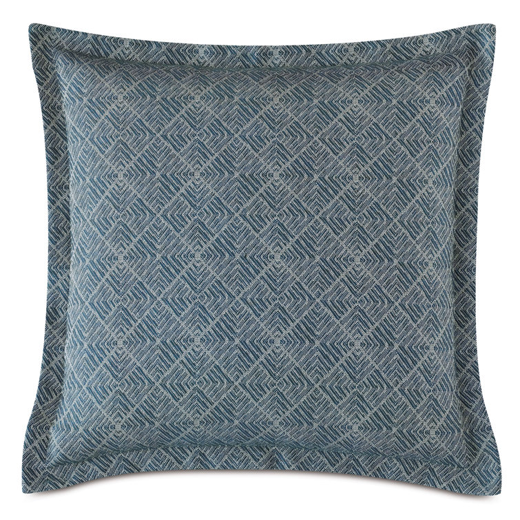 Saya Blue Geometric Woven Euro Sham with Zipper Closure