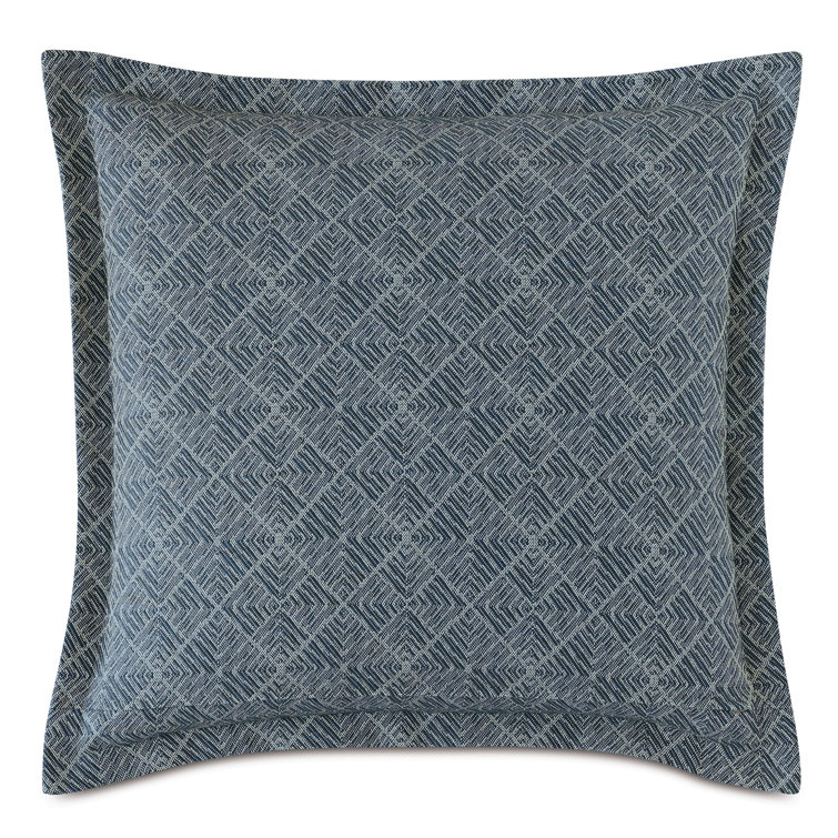 Saya Blue Geometric Woven Euro Sham with Zipper Closure