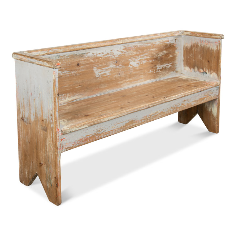 Transitional Beach House Solid Wood Gray Bench - 61"