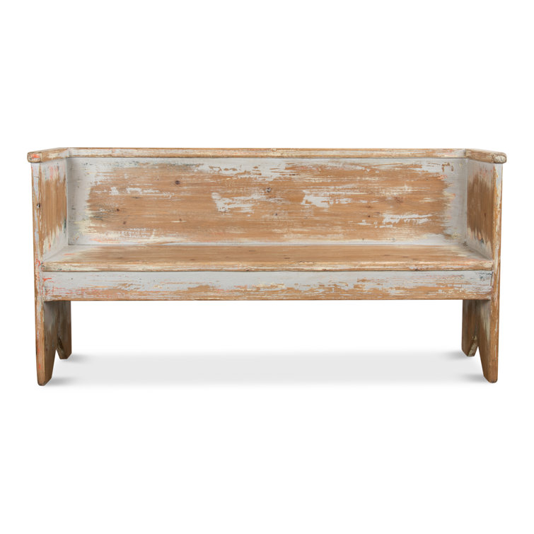 Transitional Beach House Solid Wood Gray Bench - 61"
