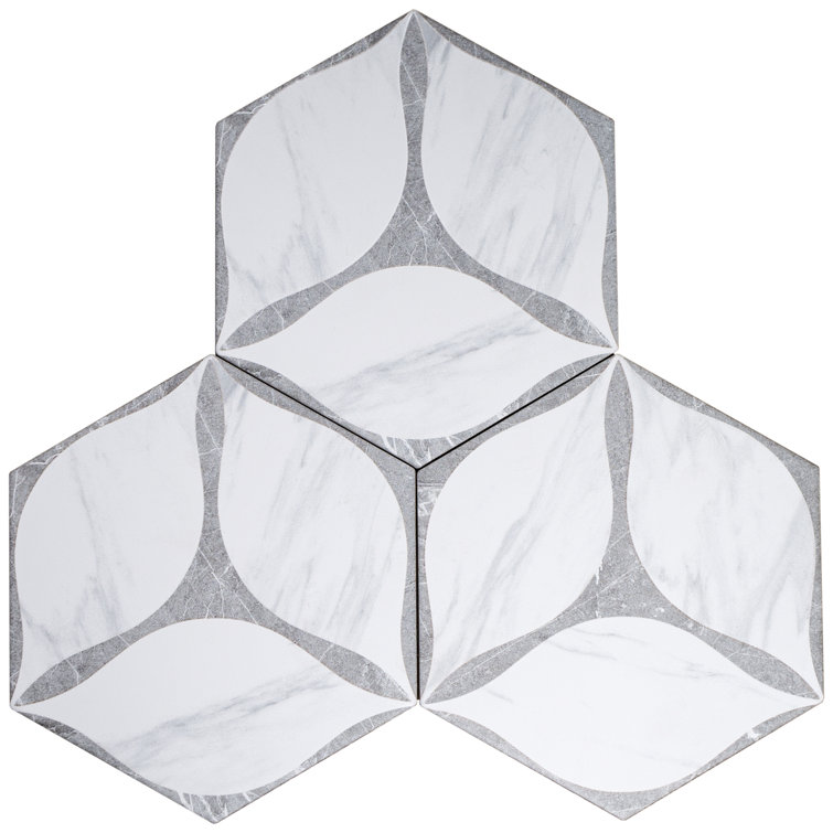 White and Gray Hexagon Porcelain Wall and Floor Tile