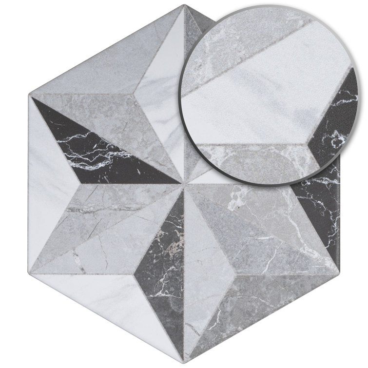 Iris Hexagon Gray and White Porcelain Tile