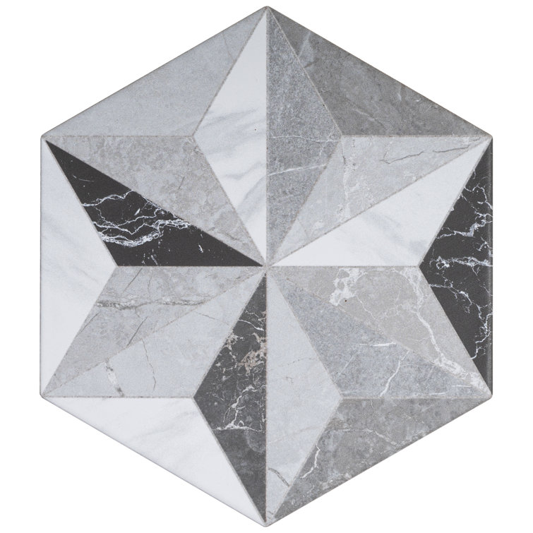 Iris Hexagon Gray and White Porcelain Tile