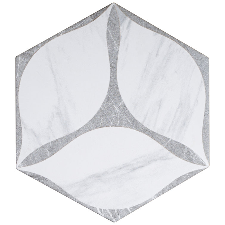 White and Gray Hexagon Porcelain Wall and Floor Tile