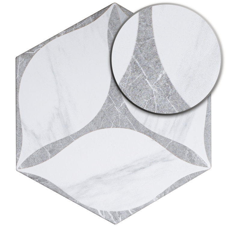 White and Gray Hexagon Porcelain Wall and Floor Tile