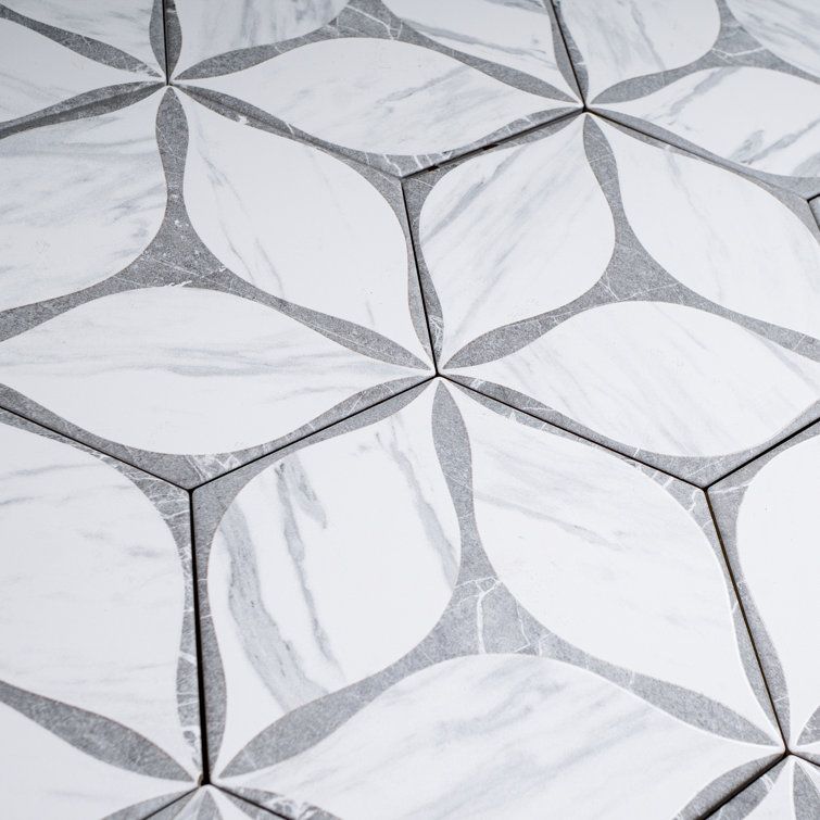 White and Gray Hexagon Porcelain Wall and Floor Tile