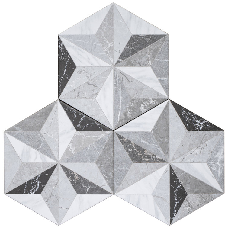 Iris Hexagon Gray and White Porcelain Tile