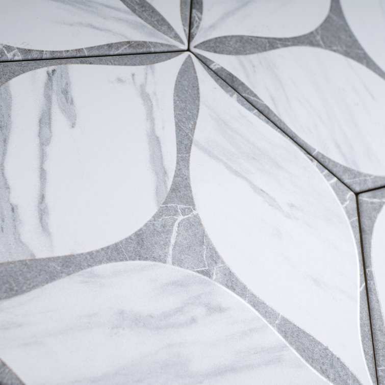 White and Gray Hexagon Porcelain Wall and Floor Tile