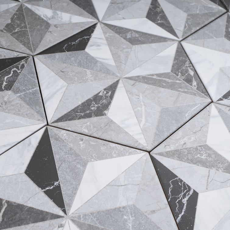 Iris Hexagon Gray and White Porcelain Tile