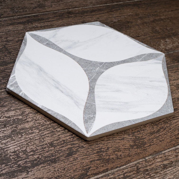 White and Gray Hexagon Porcelain Wall and Floor Tile