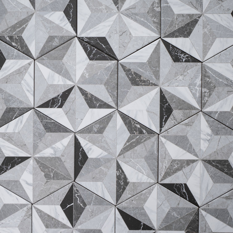 Iris Hexagon Gray and White Porcelain Tile