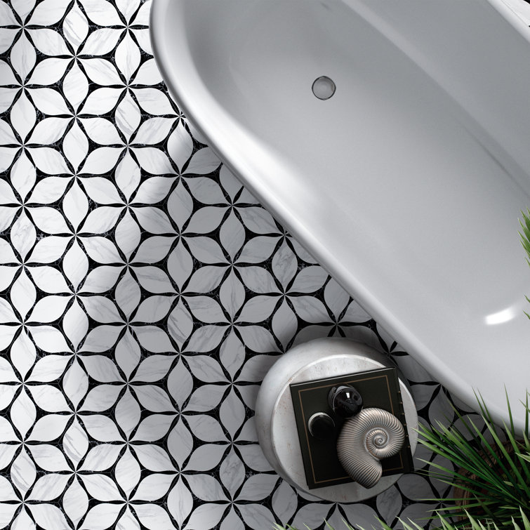 Corola Hexagon White and Black Porcelain Wall and Floor Tile