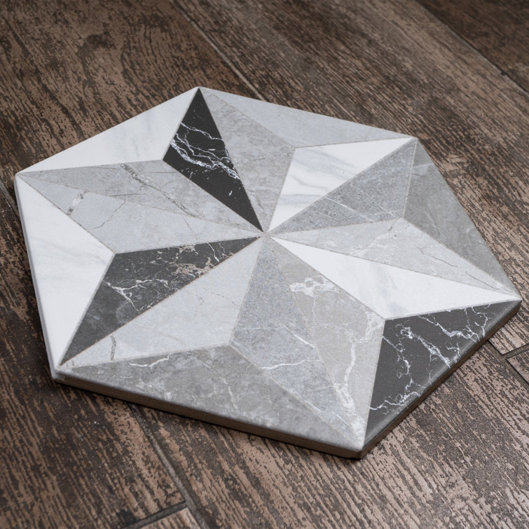 Iris Hexagon Gray and White Porcelain Tile