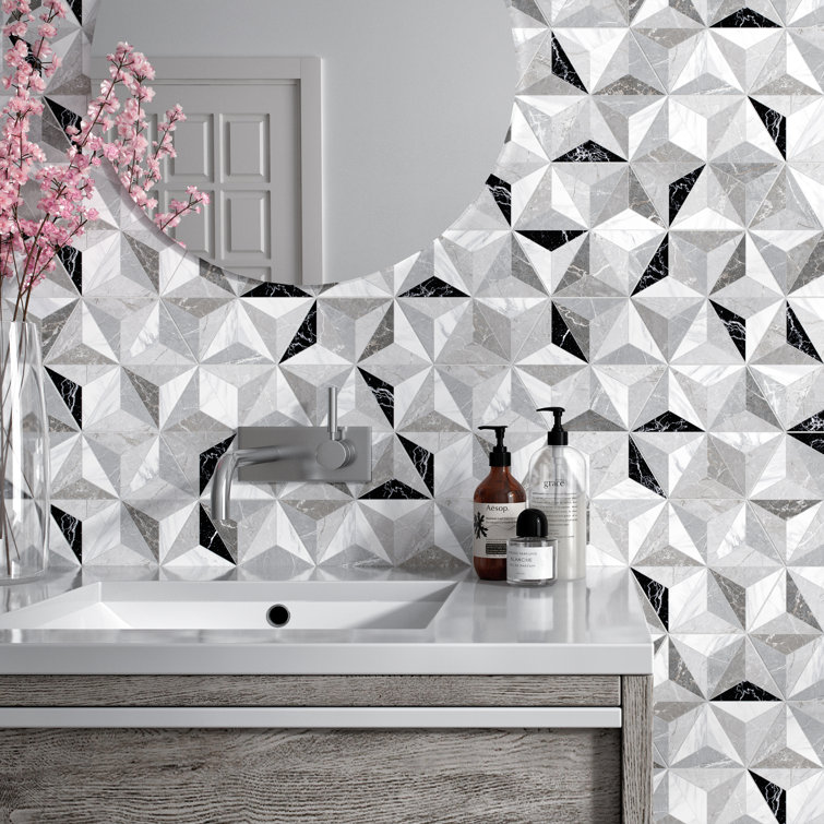 Iris Hexagon Gray and White Porcelain Tile