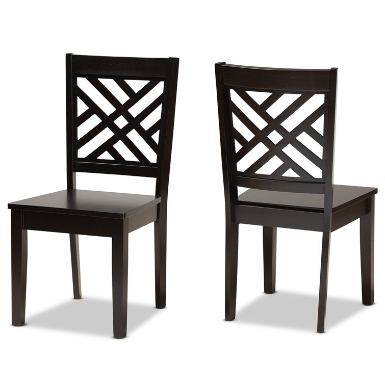 Caron Dark Brown Solid Wood and Cane Low Back Dining Chair
