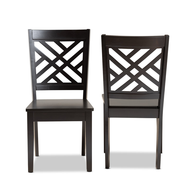 Caron Dark Brown Solid Wood and Cane Low Back Dining Chair
