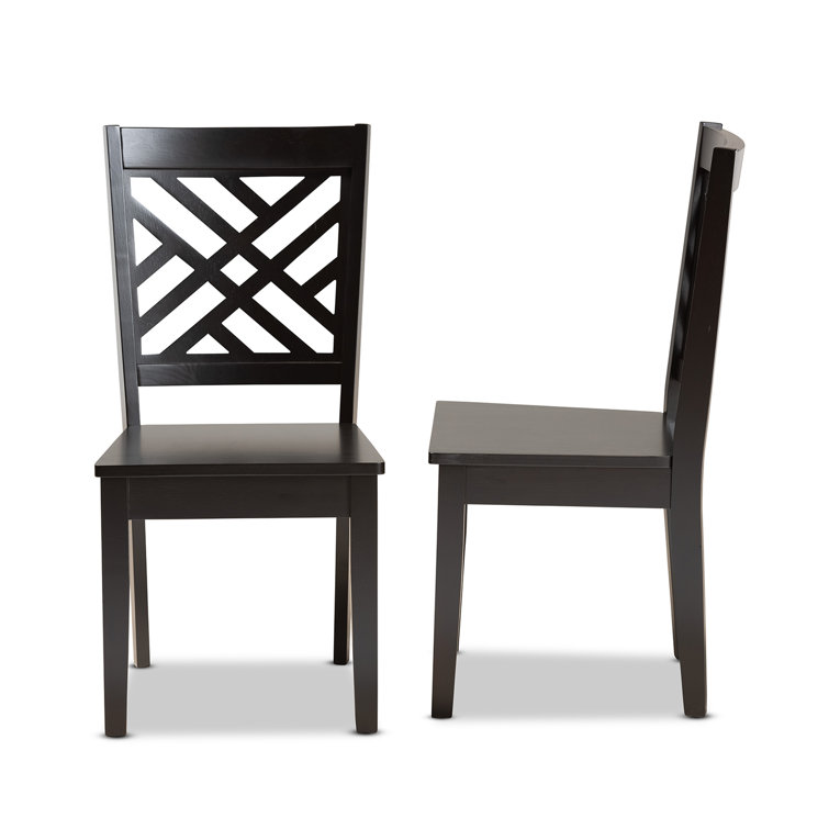 Caron Dark Brown Solid Wood and Cane Low Back Dining Chair