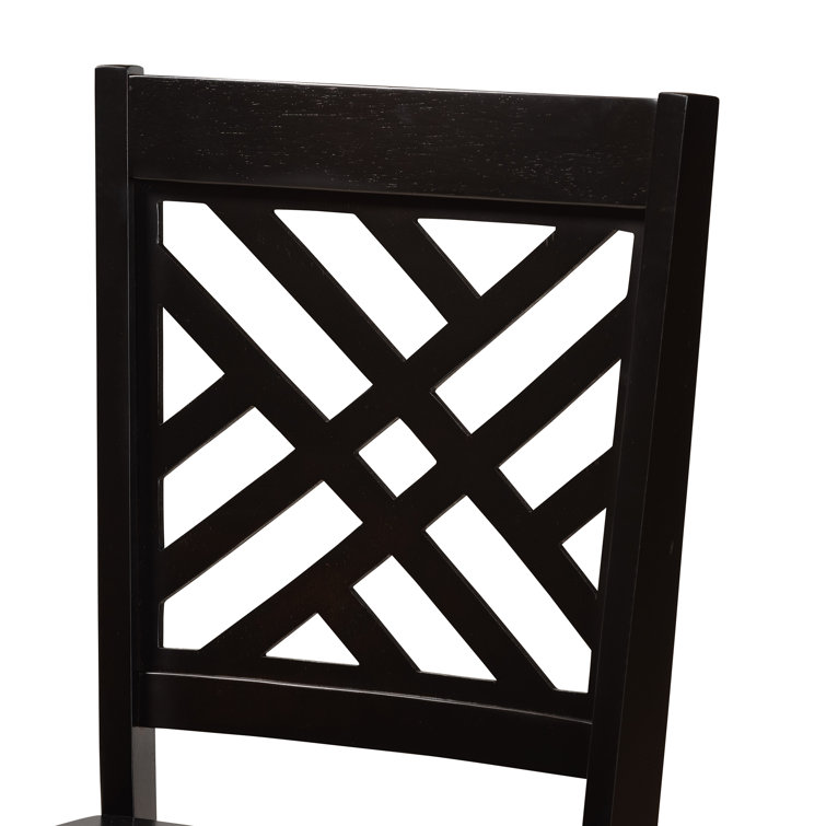 Caron Dark Brown Solid Wood and Cane Low Back Dining Chair