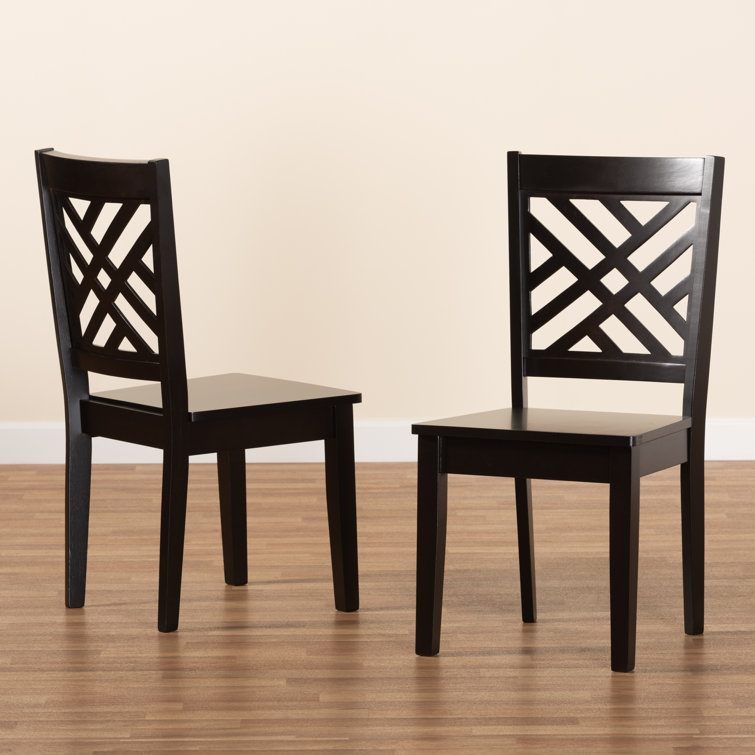 Caron Dark Brown Solid Wood and Cane Low Back Dining Chair