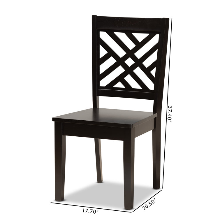 Caron Dark Brown Solid Wood and Cane Low Back Dining Chair