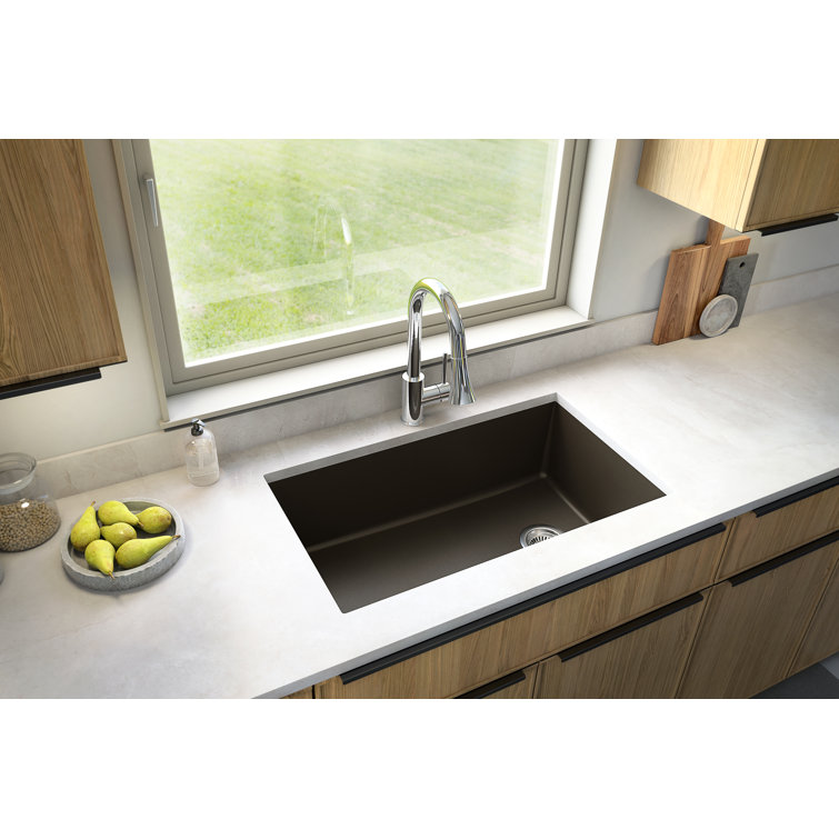 Brown Quartz Composite Single Bowl Undermount Kitchen Sink