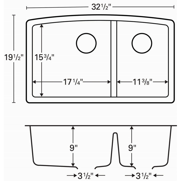 Bisque Quartz Composite 32'' Double Bowl Undermount Kitchen Sink