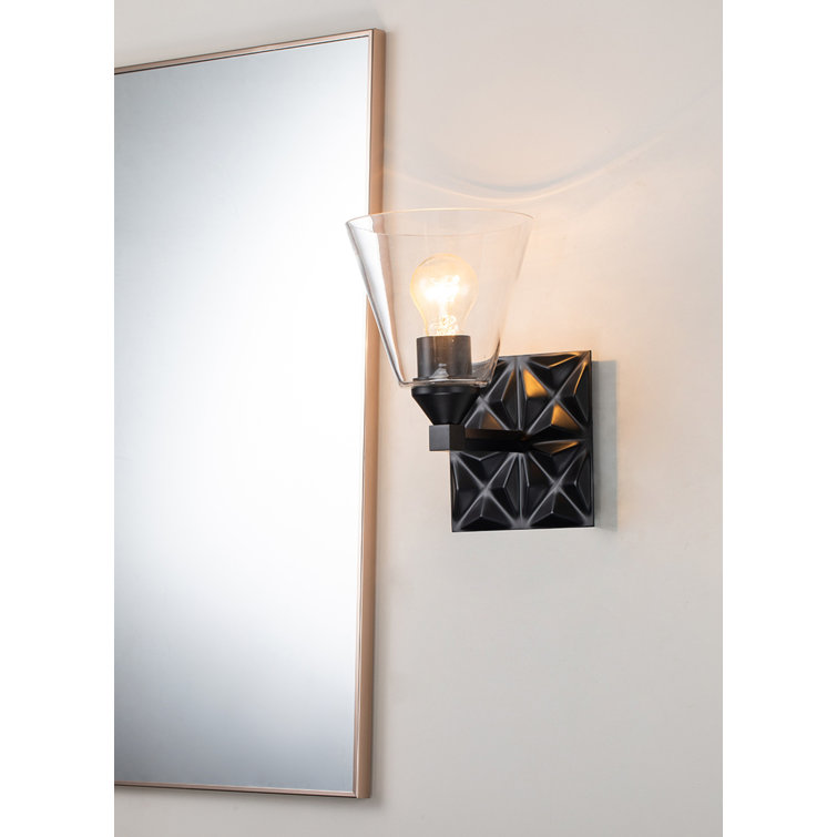 Matte Black 1-Light Direct Wired Dimmable Sconce with Clear Glass