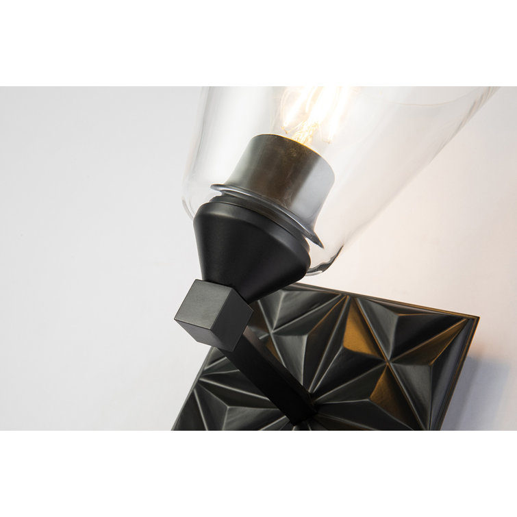 Matte Black 1-Light Direct Wired Dimmable Sconce with Clear Glass