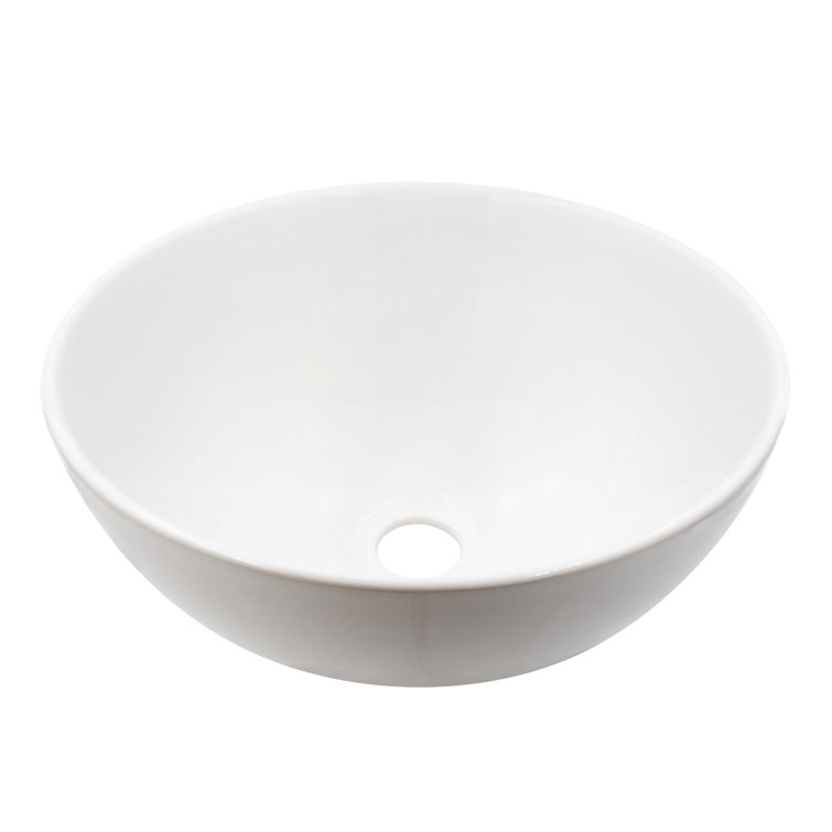 12.625'' Round White Porcelain Vessel Sink with Chrome Drain
