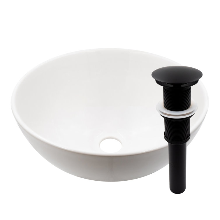 Modern White Porcelain Round Vessel Sink, 12.625 Inches