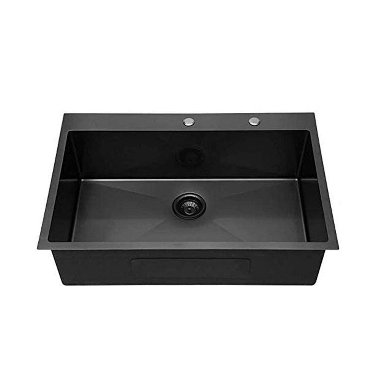 28" Gunmetal Black Stainless Steel Single Bowl Drop-In Kitchen Sink