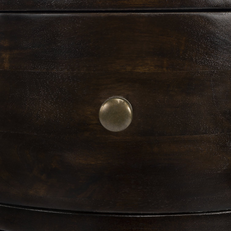 Liam Round Chocolate Wood & Metal End Table with Storage