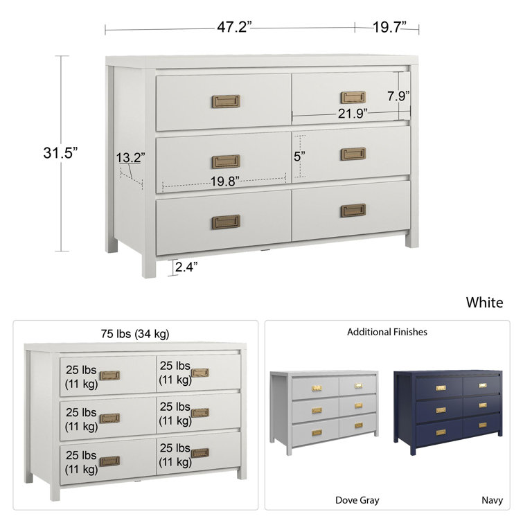 Hunter Green Double Dresser with Gold Drawer Pulls