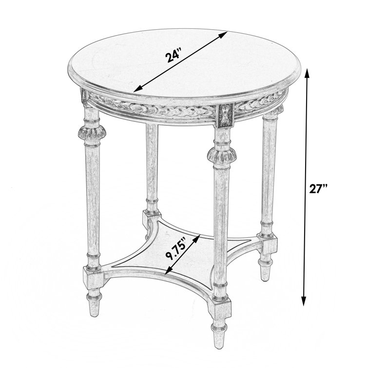 Hellinger Elegant Round Gray Wood Lamp Table with Shelf