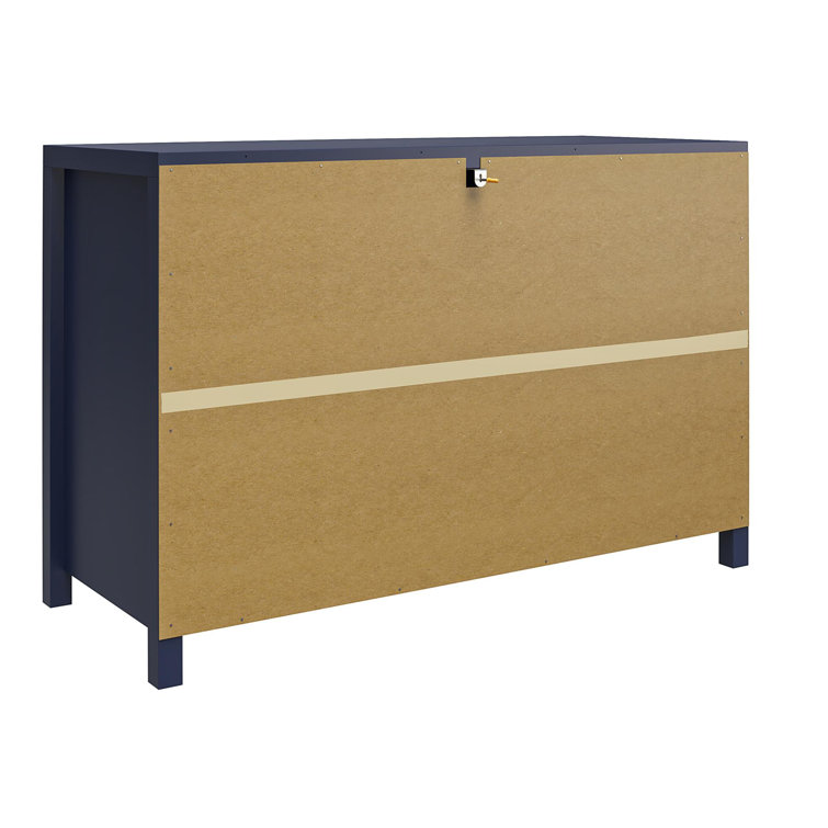 Navy 6-Drawer Dresser with Gold Pulls