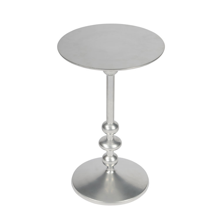 Zora Distressed Nickel Iron Round Pedestal Side Table