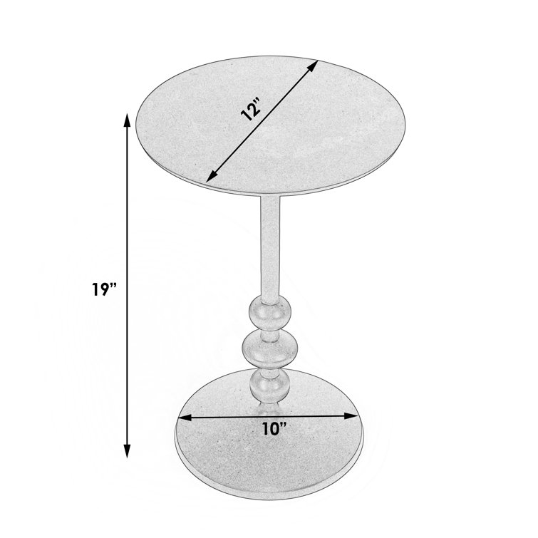 Zora Distressed Nickel Iron Round Pedestal Side Table