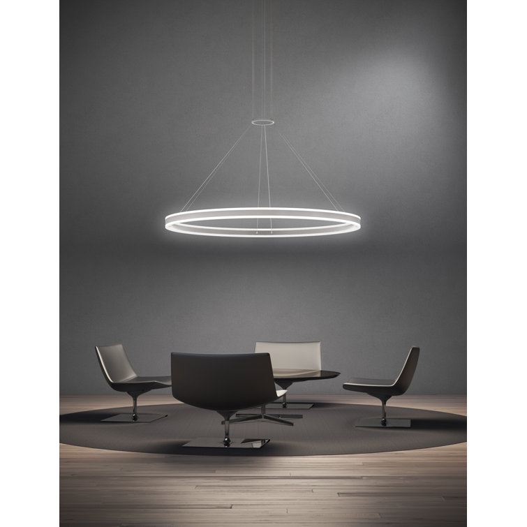 Bright Satin Aluminum LED Ring Chandelier