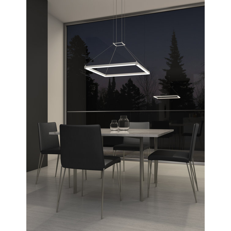 Bright Satin Aluminum LED Square Pendant Light